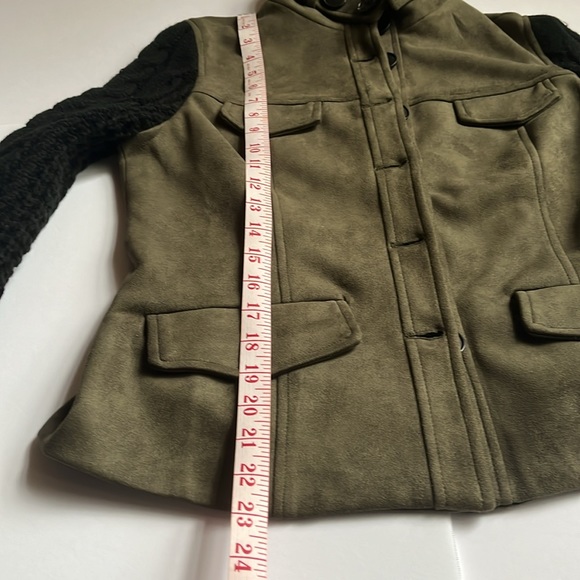 Fate Faux Suede Sweater Moto Jacket Cardi Size M Medium Cardigan - Picture 9 of 16